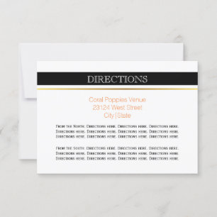 Zwarte witte strepen moderne trouwrichtingen kaart