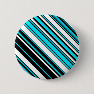 Zwarte witte strepen ronde button 5,7 cm