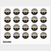 Zwarte witte strepes Goldem Bow Ronde Sticker (Vel)