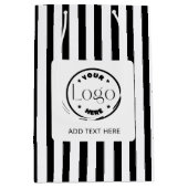 Zwarte & Witte Stripe Business Logo Winkelen Medium Cadeauzakje (Voorkant)