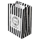 Zwarte & Witte Stripe Business Logo Winkelen Medium Cadeauzakje (Achterkant Gekanteld)