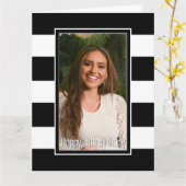 Zwarte Witte striped 30th Birthday Kaart (Gele Bloem)