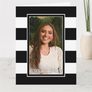 Zwarte Witte striped 30th Birthday Kaart