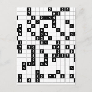 zwarte witte sudoku briefkaart
