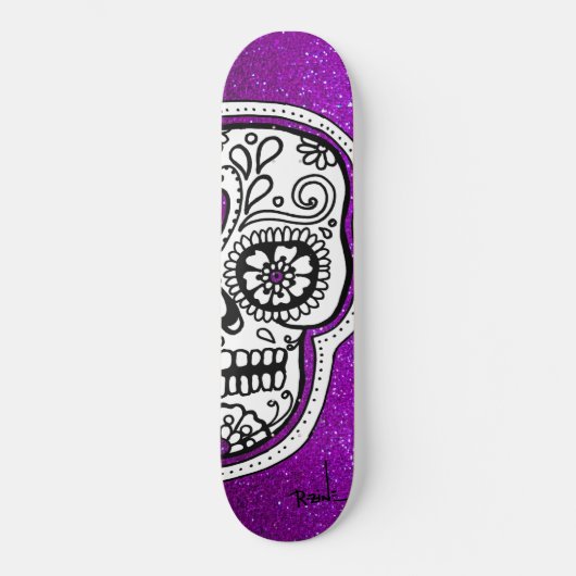 Zwarte witte suiker Paarse glitter Sparkles Skateboard (Voorkant)