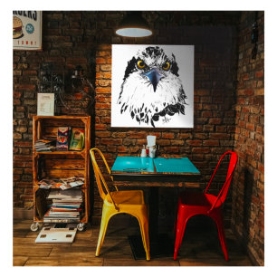 Zwarte witte tekening van een "koning van vogels" canvas afdruk