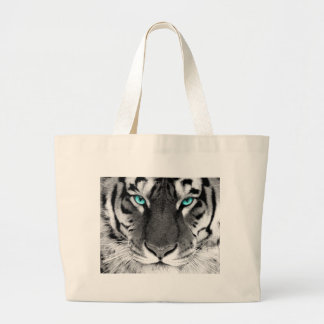 Zwarte witte tijger grote tote bag