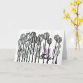 Zwarte witte tulpenbloemen Pen en inkt schetskunst Kaart (Gele Bloem)