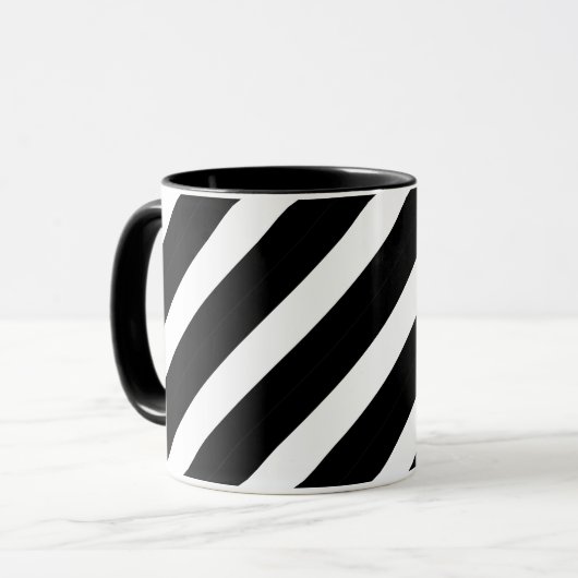 Zwarte witte tweekleurige geometrische Abstracte l Mok (Voorkant links)