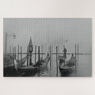 Zwarte witte Venetië Canal Travel Legpuzzel