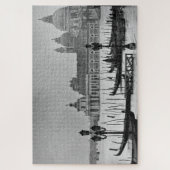 Zwarte witte Venetië Canal Travel Legpuzzel (Verticaal)