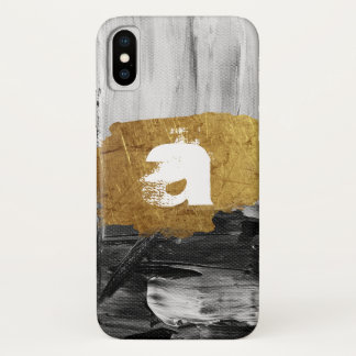 Zwarte witte verf met gepersonaliseerd Monogram Ho iPhone X Hoesje