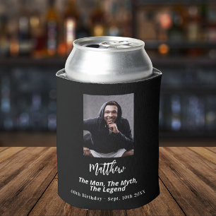 Zwarte witte verjaardagsfoto man mythe legende blikjeskoeler