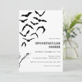 Zwarte & Witte Vleermuizen Halloween Spooktacular Kaart (Staand voorkant)