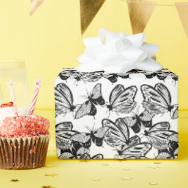Zwarte Witte Vlinders Cadeaupapier