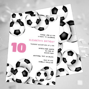 Zwarte witte voetballen verjaardagsfeestje voor ki kaart