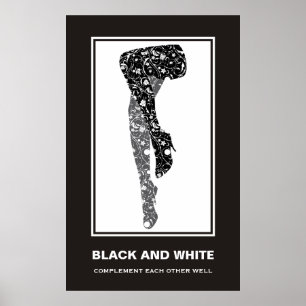 Zwarte witte vrouwenbeentjes motivatie poster