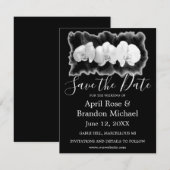 Zwarte witte waterverf orchideeën tropische bloeme save the date (Voorkant / Achterkant)