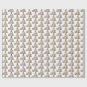 Zwarte Witte Winter Sneeuwman Kerstmis Cadeaupapier (Vlak)