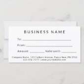 Zwarte & Witte zakenvaders Dag Cadeaubonnen Certif (Achterkant)