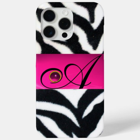 ZWARTE WITTE ZEBRA FUR FUCHSIA PINK GEM MONOGRAM, Case-Mate iPhone CASE (Achterkant)