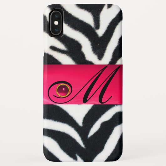 ZWARTE WITTE ZEBRA FUR FUCHSIA PINK GEM MONOGRAM, Case-Mate iPhone CASE (Achterkant)