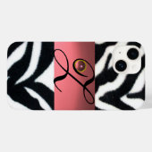 ZWARTE WITTE ZEBRA FUR PINK GEM MONOGRAM, Case-Mate iPhone CASE (Achterkant (horizontaal))