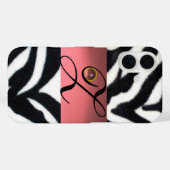 ZWARTE WITTE ZEBRA FUR PINK GEM MONOGRAM, Case-Mate iPhone CASE (Achterkant (horizontaal))