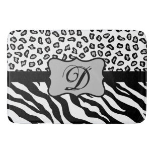 Zwarte witte Zebra Leopard Skin Monogram Badmat