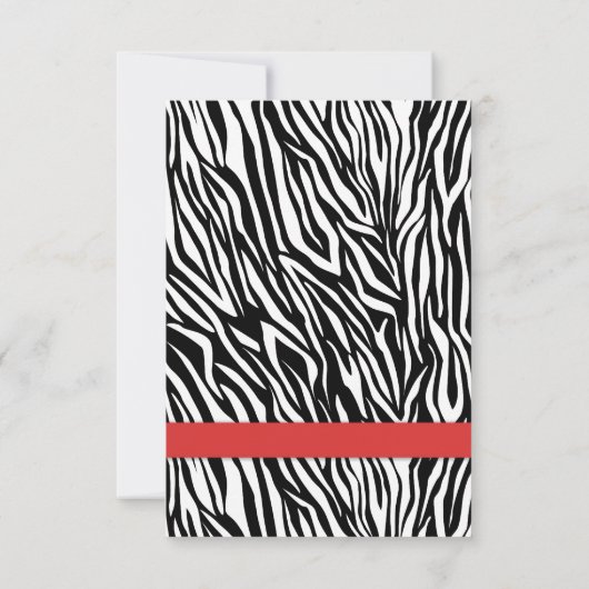 Zwarte witte zebra print & rode juweel bruiloft RS RSVP Kaartje (Achterkant)
