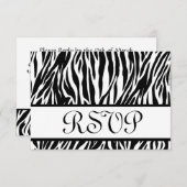 Zwarte witte zebra Print RSVP Weduwreactiekaart (Voorkant / Achterkant)