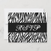 Zwarte witte zebra Print RSVP Weduwreactiekaart (Voorkant)