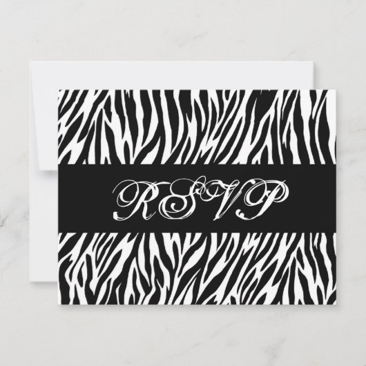 Zwarte witte zebra Print RSVP Weduwreactiekaart (Voorkant)