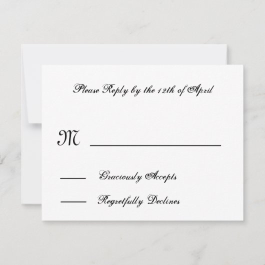 Zwarte witte zebra Print RSVP Weduwreactiekaart (Achterkant)