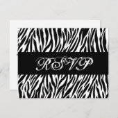 Zwarte witte zebra Print RSVP Weduwreactiekaart (Voorkant / Achterkant)