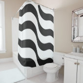 zwarte + witte zebra streep patroon moderne kussen douchegordijn (In situ)