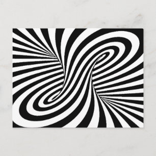 ZWARTE WITTE ZEBRA SWIRLS PATTERS OPTISCHE ILLUSIE BRIEFKAART