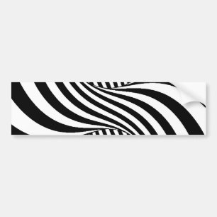 ZWARTE WITTE ZEBRA SWIRLS PATTERS OPTISCHE ILLUSIE BUMPERSTICKER