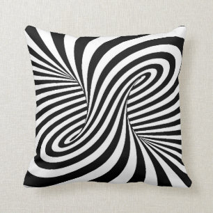 ZWARTE WITTE ZEBRA SWIRLS PATTERS OPTISCHE ILLUSIE KUSSEN