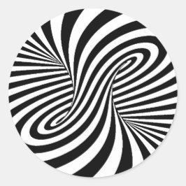 ZWARTE WITTE ZEBRA SWIRLS PATTERS OPTISCHE ILLUSIE RONDE STICKER