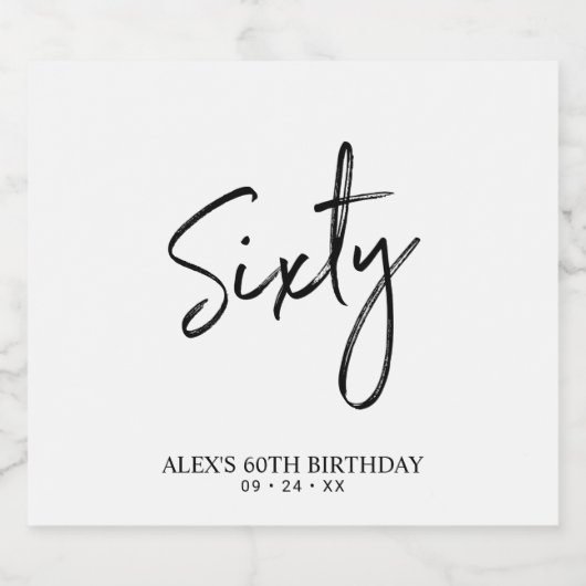 Zwarte & Witte zestienbriefing 60ste verjaardag Bier Etiket (Enkel label)