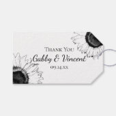 Zwarte Witte Zonnebloemen Weddenschap Hartelijk da Cadeaulabel (Voorkant (Horizontaal))