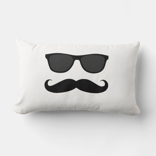 Zwarte Witte zonnebril en Mustache Kussen (Voorkant)
