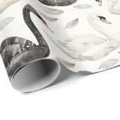 Zwarte Witte Zwanen Bruidsdouche Cadeaupapier (Rol Hoek)