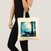 Zwarte Wolf Alone in het bos Tote Bag (Voorkant (product))