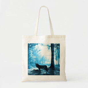 Zwarte Wolf Alone in het bos Tote Bag