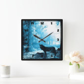 Zwarte Wolf Alone in het bos Vierkante Klok (Huis)