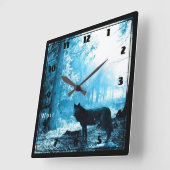 Zwarte Wolf Alone in het bos Vierkante Klok (Hoek)