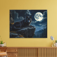 Zwarte Wolf canvas kunst