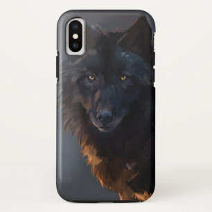 Zwarte wolf iPhone XS hoesje